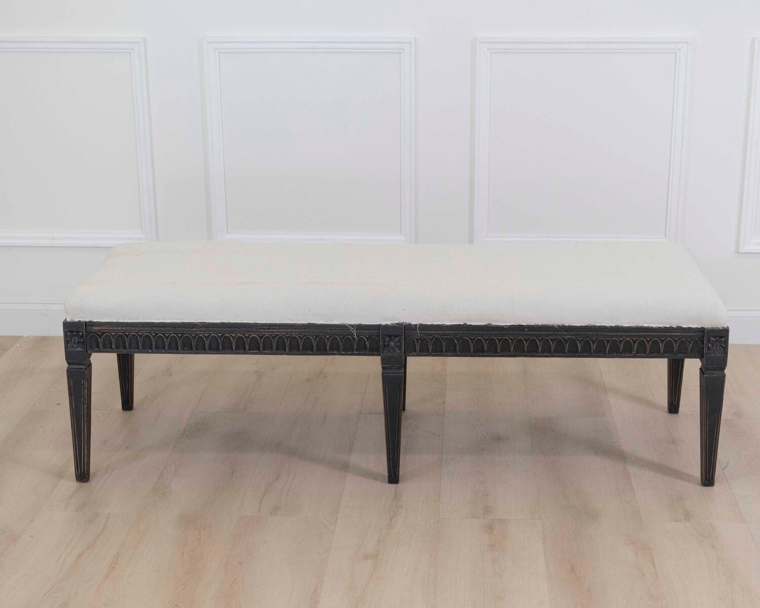 Swedish Gustavian Style Upholstered Bench - JAA