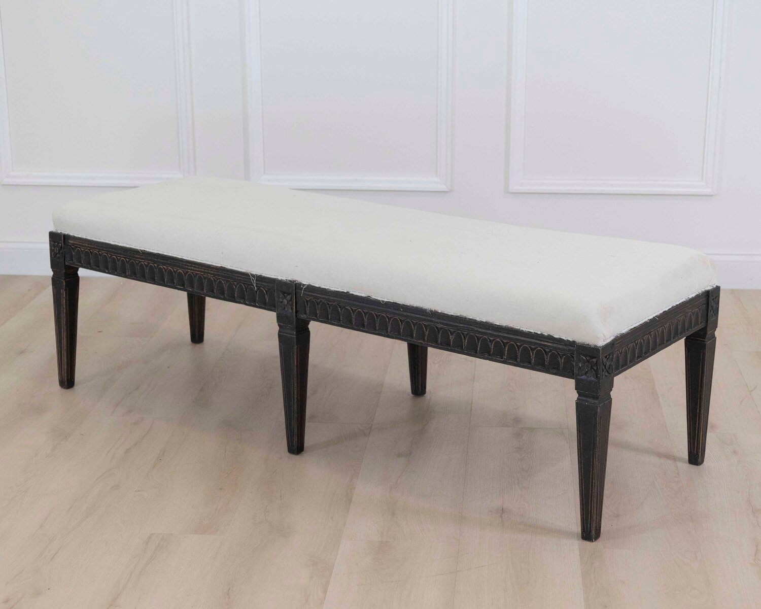 Swedish Gustavian Style Upholstered Bench - JAA
