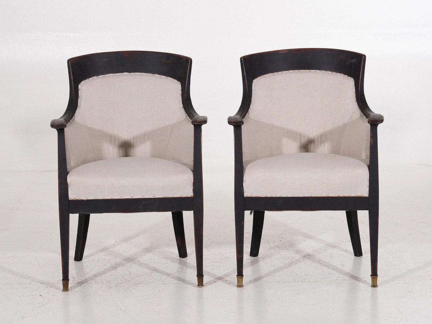 Stylish pair of black bergére, circa 100 years old - JAA