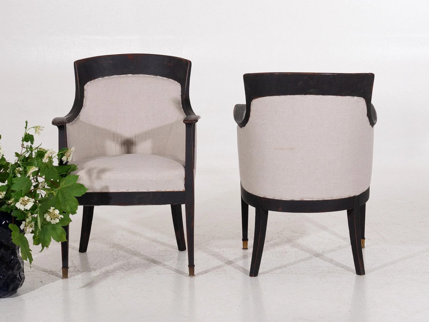 Stylish pair of black bergére, circa 100 years old - JAA