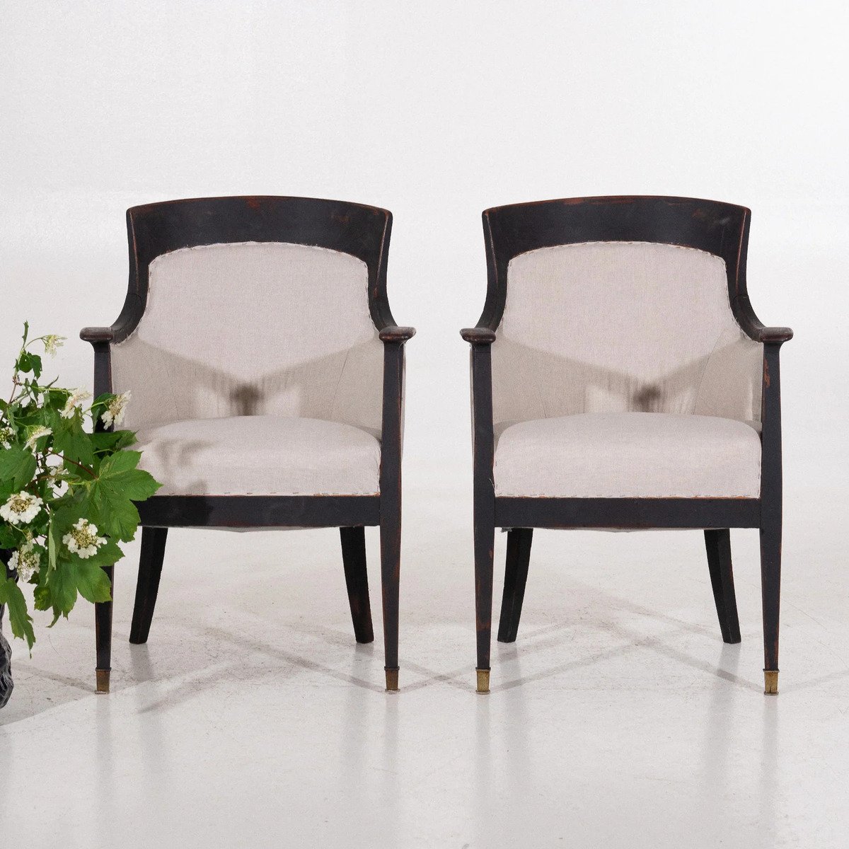 Stylish pair of black bergére, circa 100 years old - JAA