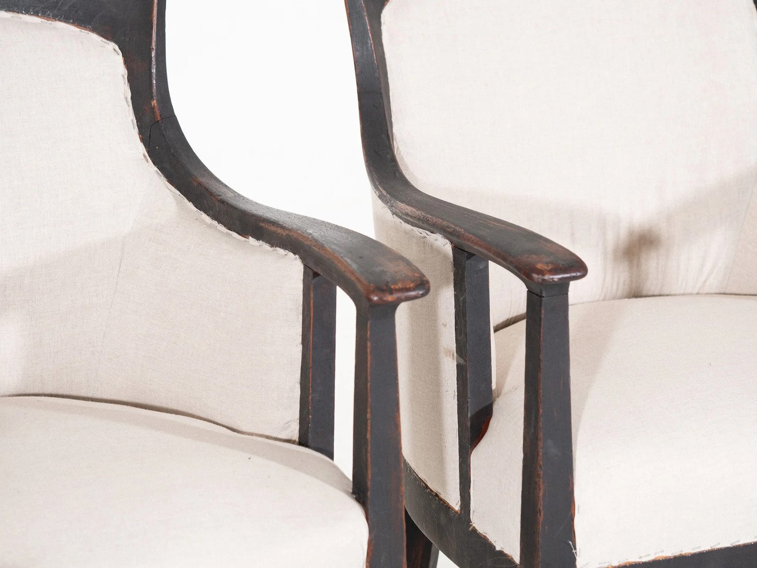 Stylish pair of black bergére, circa 100 years old - JAA