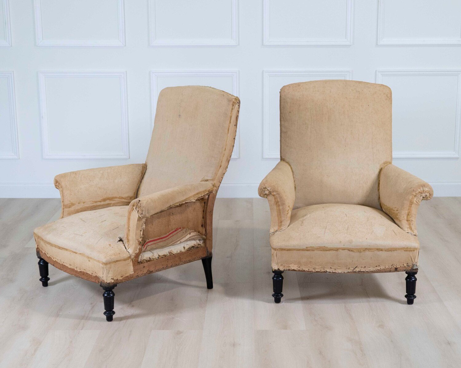 Pair of 19th Century Napoleon III French Chairs, Ready to Upholster - JAA