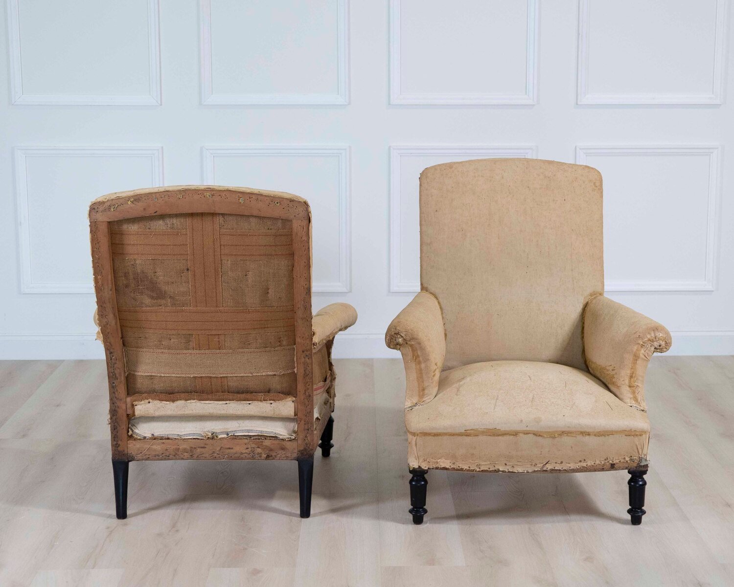 Pair of 19th Century Napoleon III French Chairs, Ready to Upholster - JAA