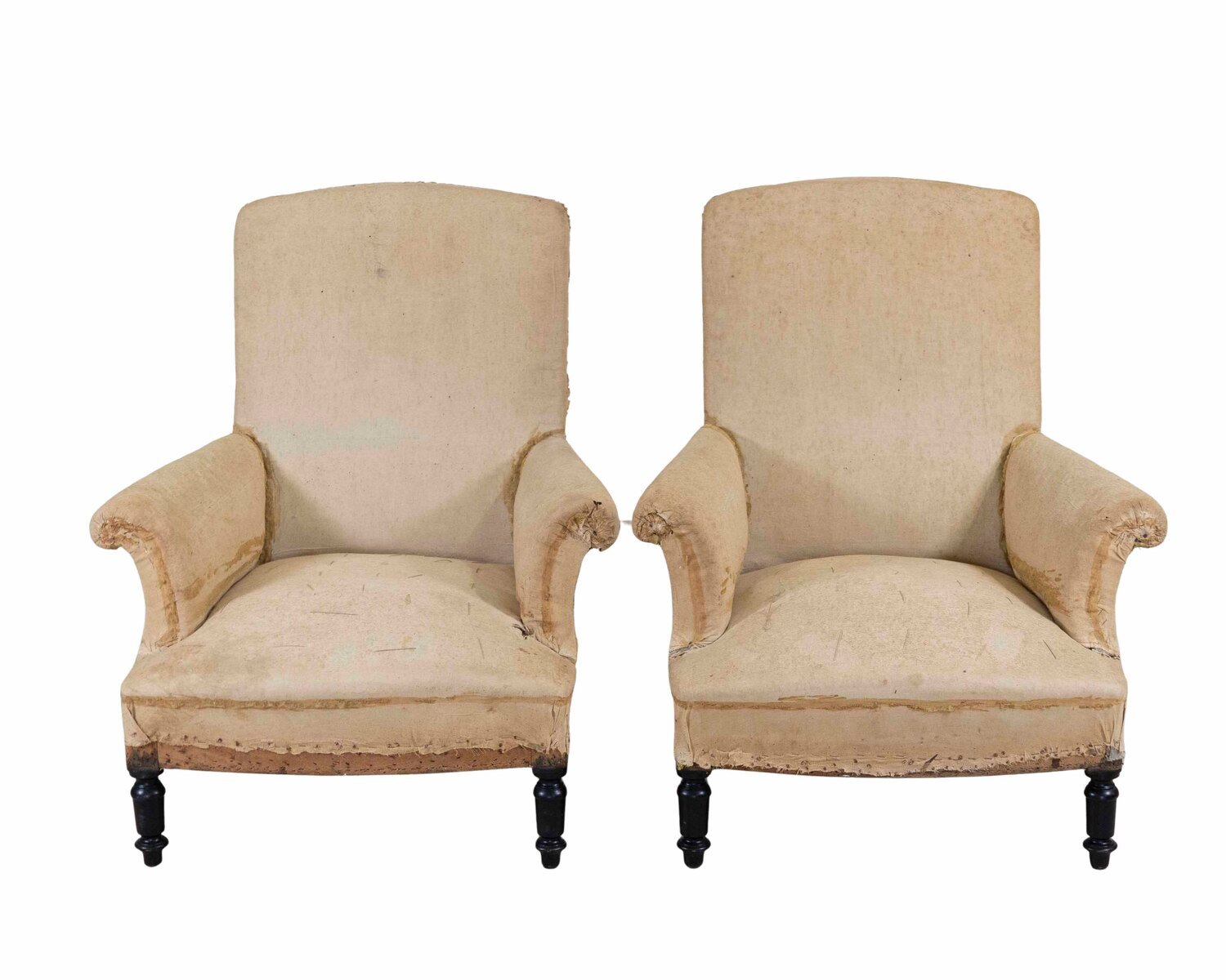 Pair of 19th Century Napoleon III French Chairs, Ready to Upholster
