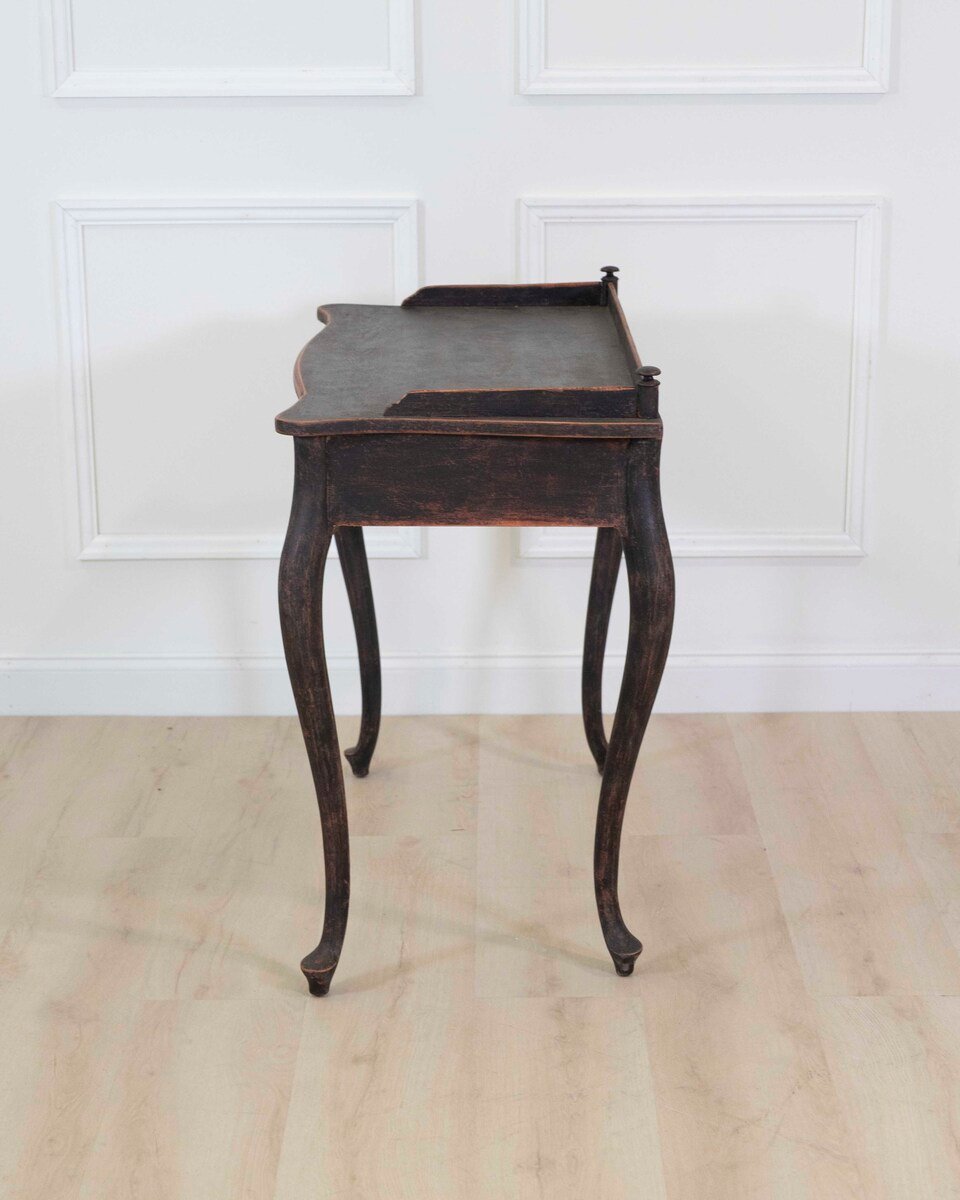 Swedish 20th Century Black Rococo-Style Writing Desk - JAA