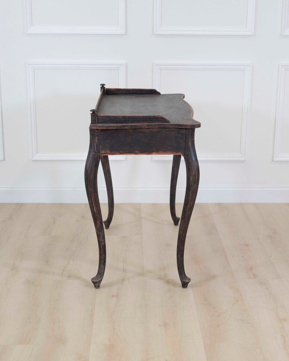 Swedish 20th Century Black Rococo-Style Writing Desk - JAA