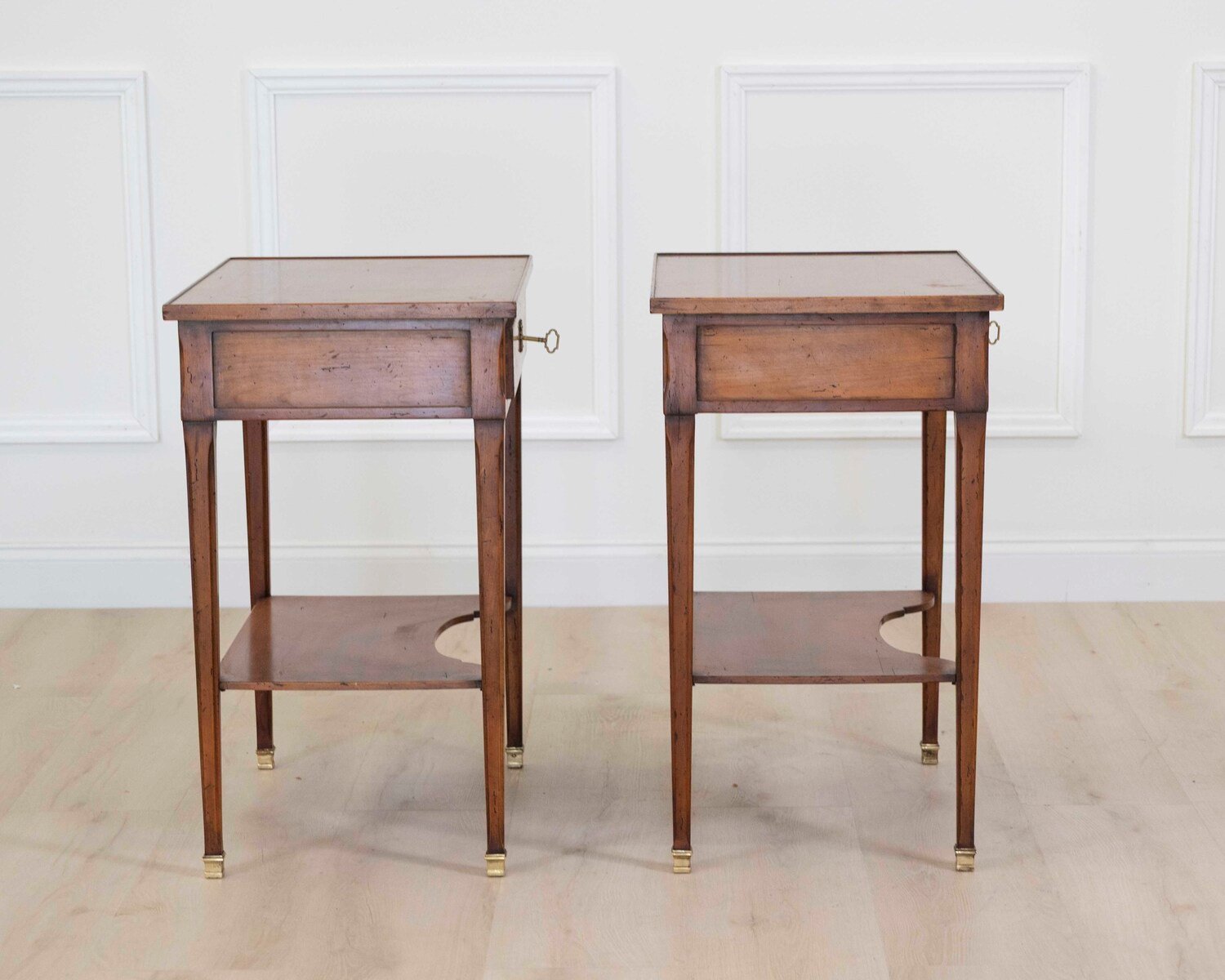 Pair of French 20th Century Louis XVI Style Cherrywood Tables - JAA