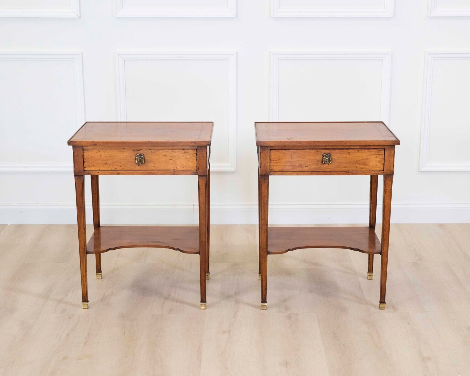Pair of French 20th Century Louis XVI Style Cherrywood Tables - JAA