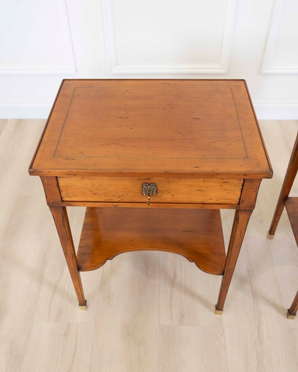 Pair of French 20th Century Louis XVI Style Cherrywood Tables - JAA