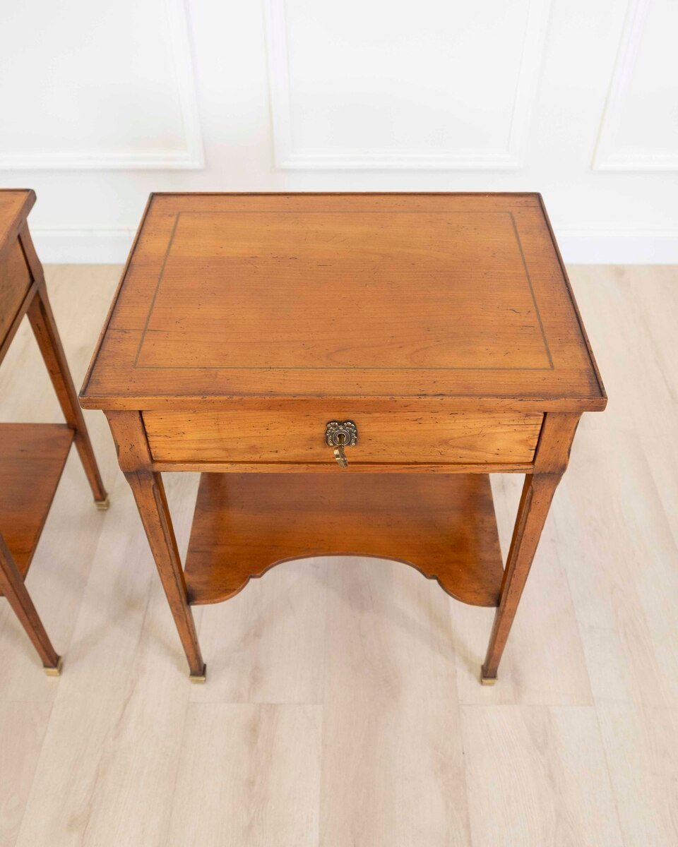 Pair of French 20th Century Louis XVI Style Cherrywood Tables - JAA