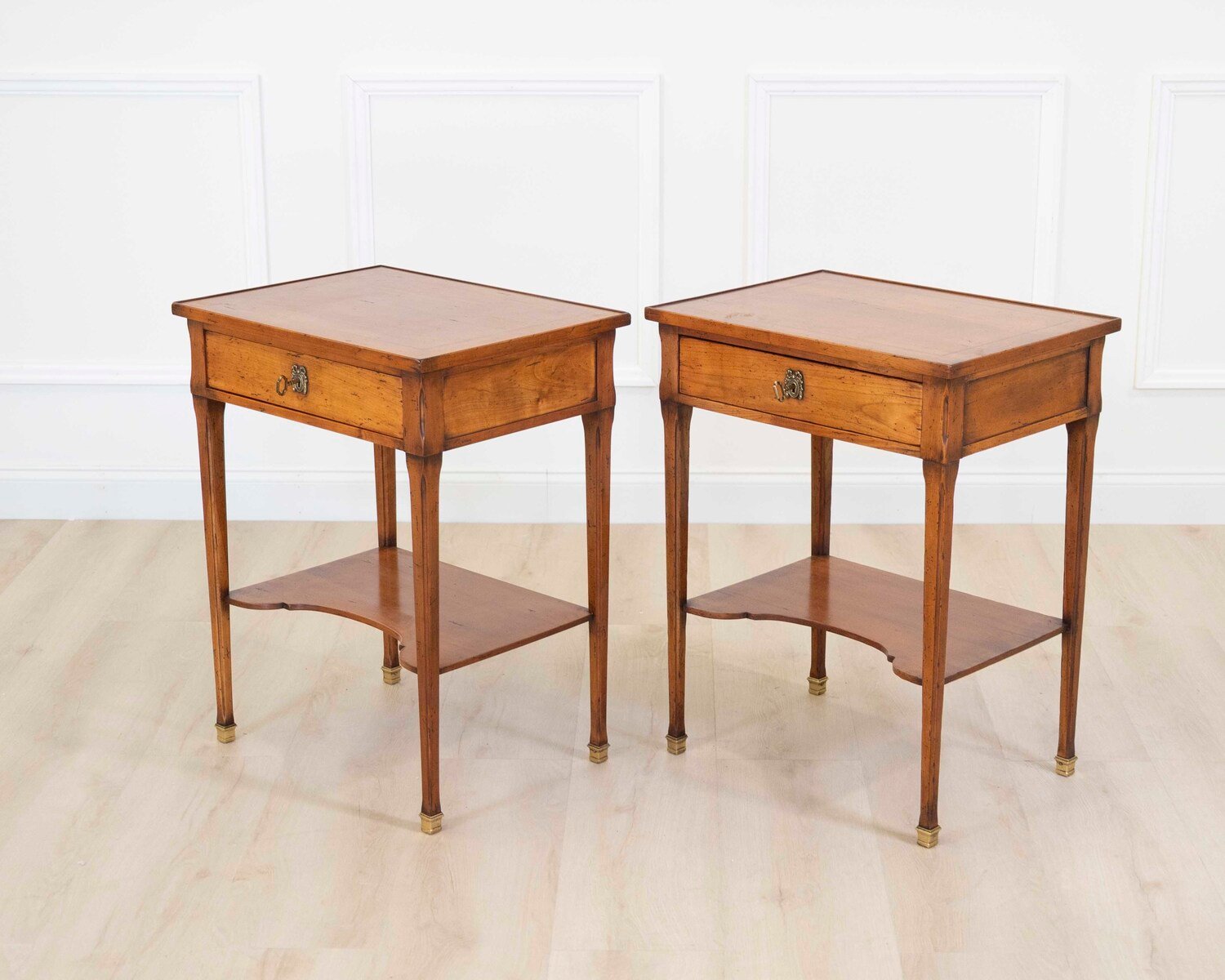 Pair of French 20th Century Louis XVI Style Cherrywood Tables - JAA