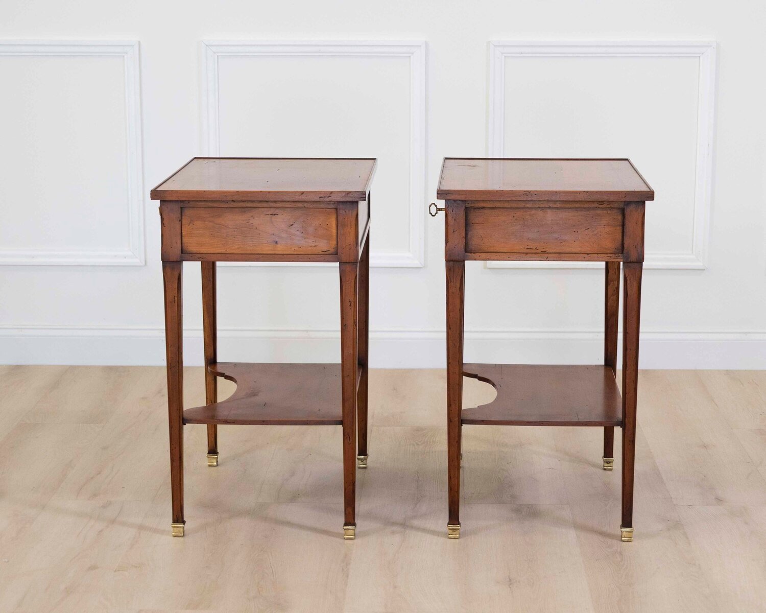 Pair of French 20th Century Louis XVI Style Cherrywood Tables - JAA