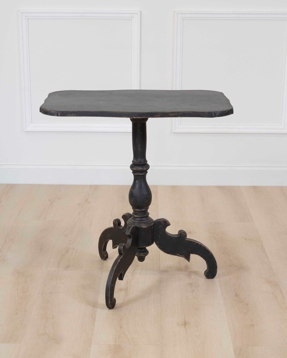 19th Century Swedish Black Painted Tri-Pod Table - JAA