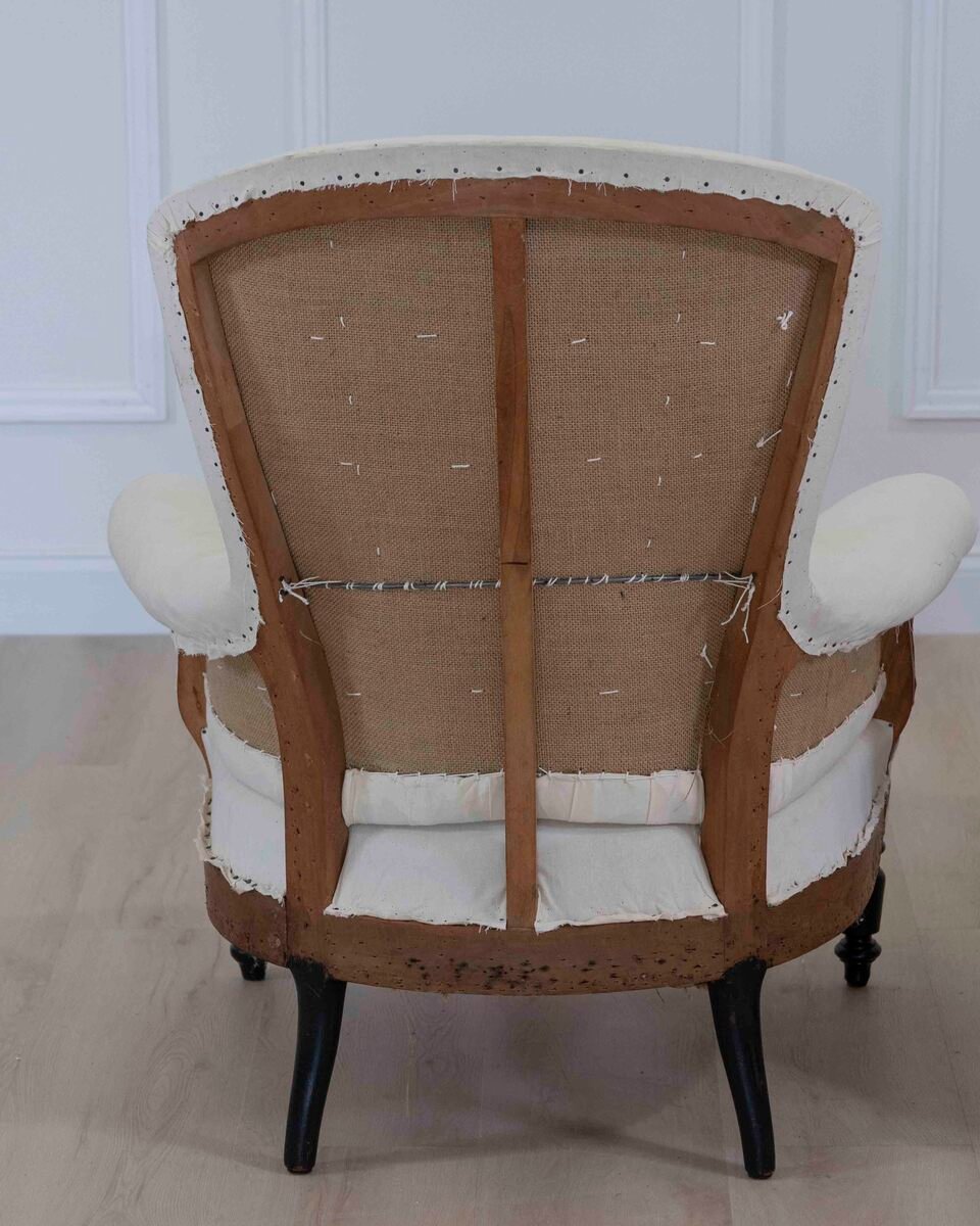 Pair of 19th Century Napoleon III High Back Armchairs, Ready to Upholster - JAA