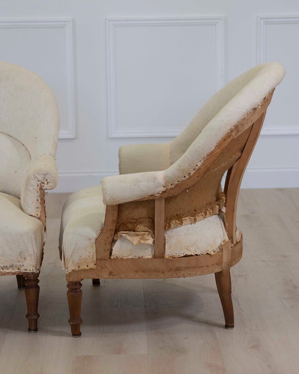 Pair of 20th Century French Chairs, Ready to Upholster - JAA