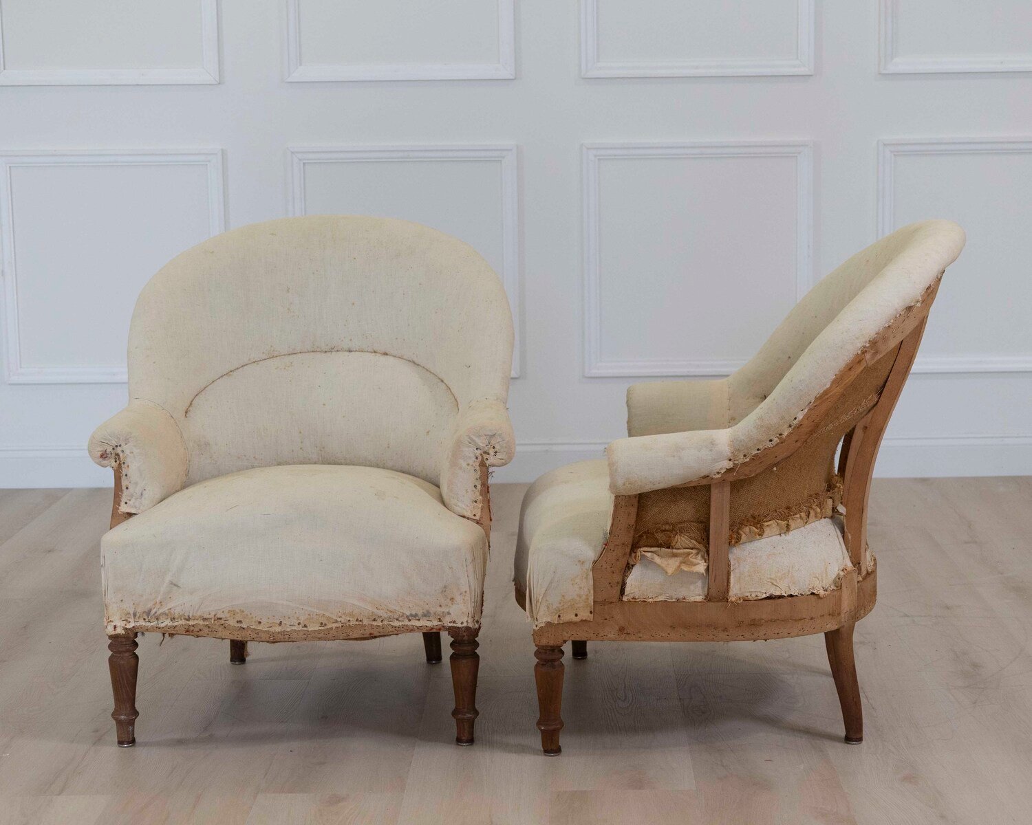 Pair of 20th Century French Chairs, Ready to Upholster - JAA