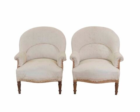 Pair of 20th Century French Chairs, Ready to Upholster