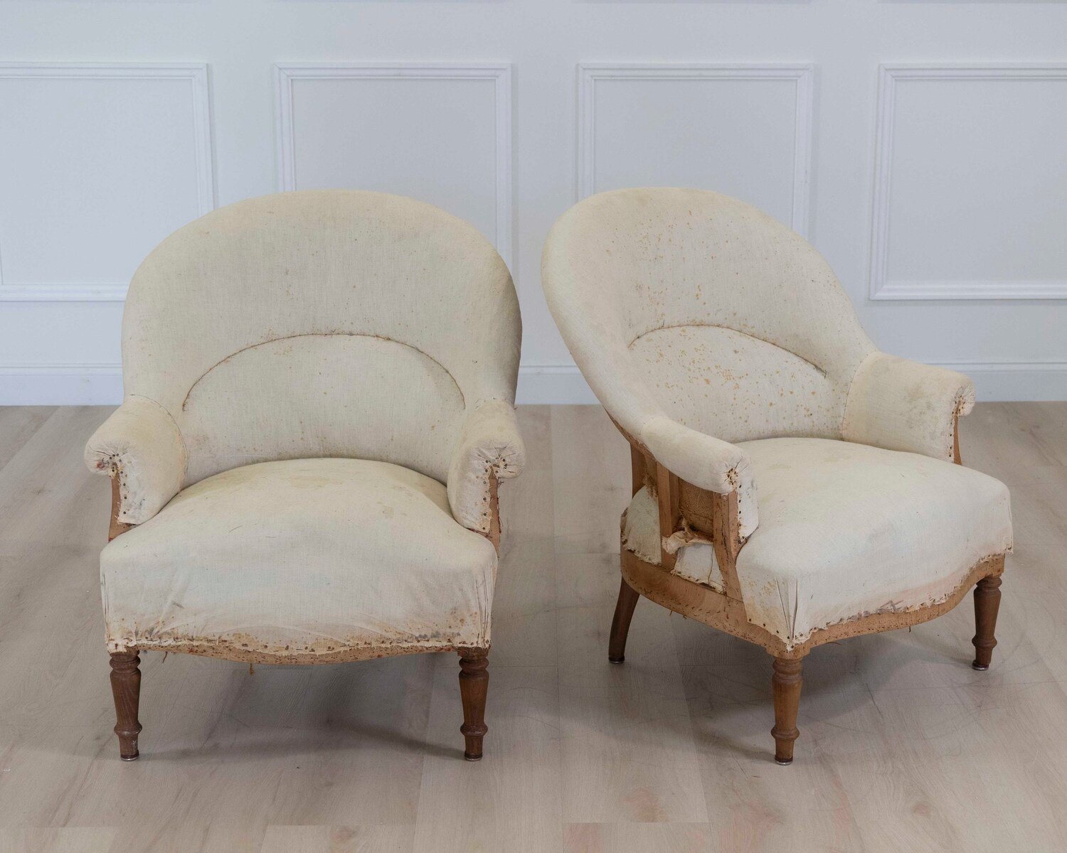 Pair of 20th Century French Chairs, Ready to Upholster - JAA