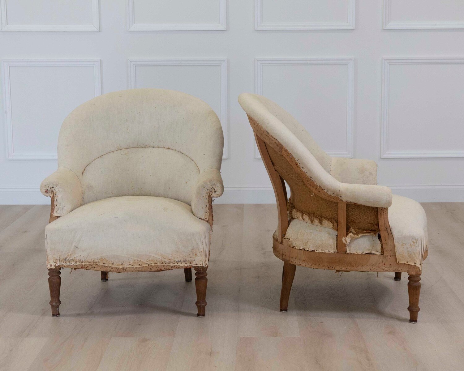 Pair of 20th Century French Chairs, Ready to Upholster - JAA
