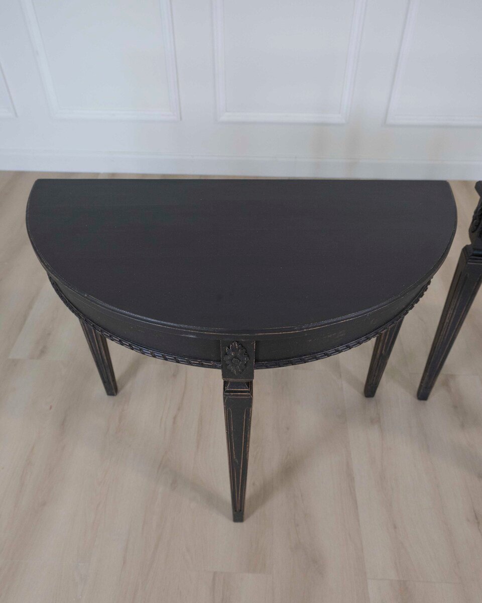 Pair of Swedish Gustavian Style Demi Lune Console Tables - JAA