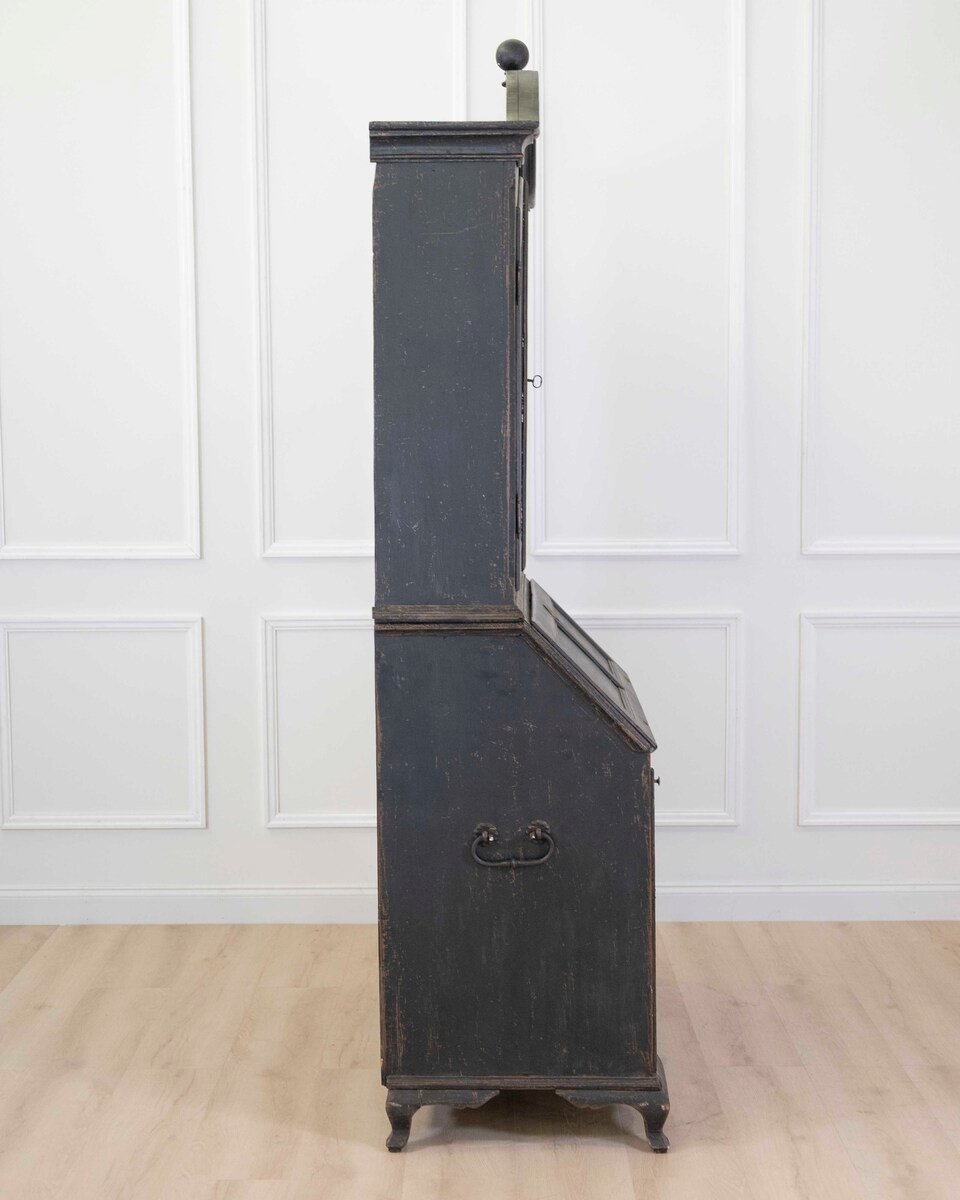 Scandinavian 18th Century Black-Painted Carved Bureau - JAA