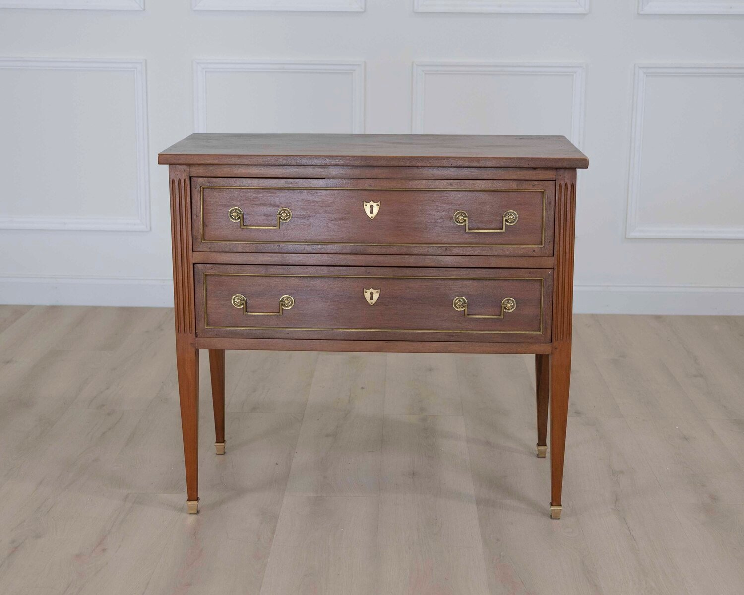 French 20th Century Louis XVI Style Walnut Commode - JAA