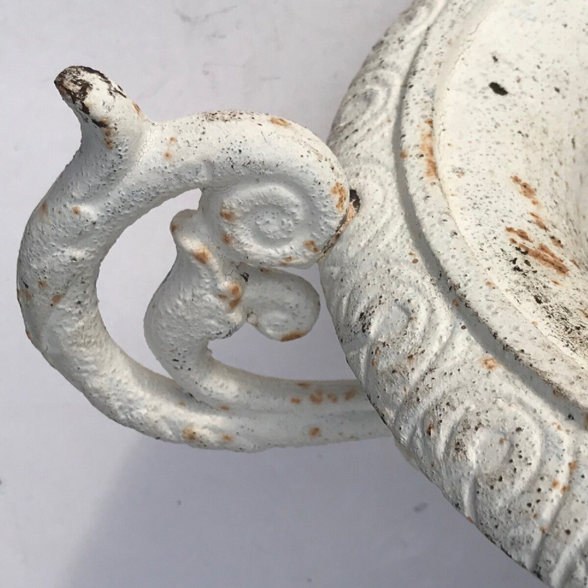 An excellent pair of 19th century cast iron garden urns with twin scrolled handles - JAA