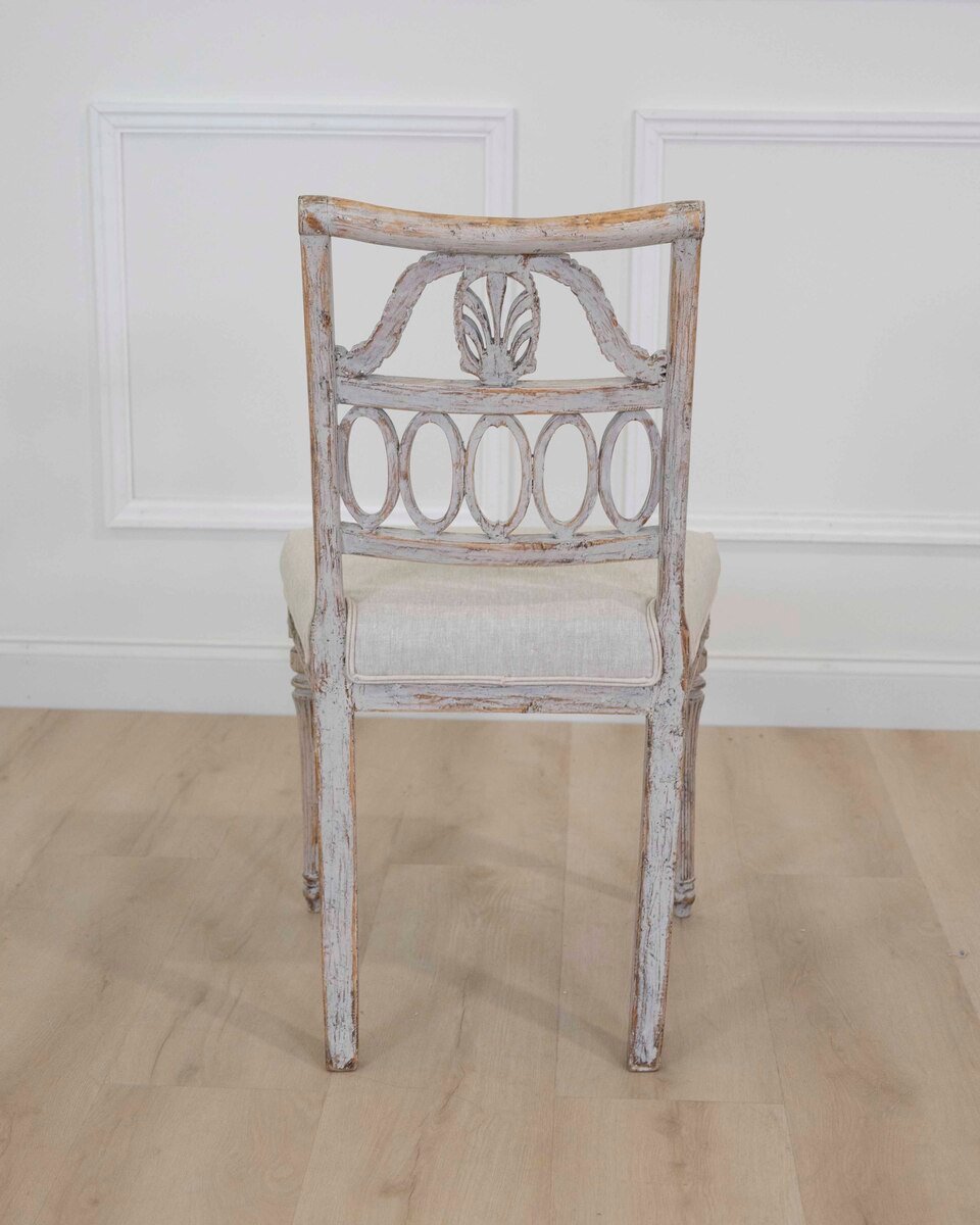 Matched Set of Eight Swedish 19th Century Gustavian Lindome Chairs - JAA