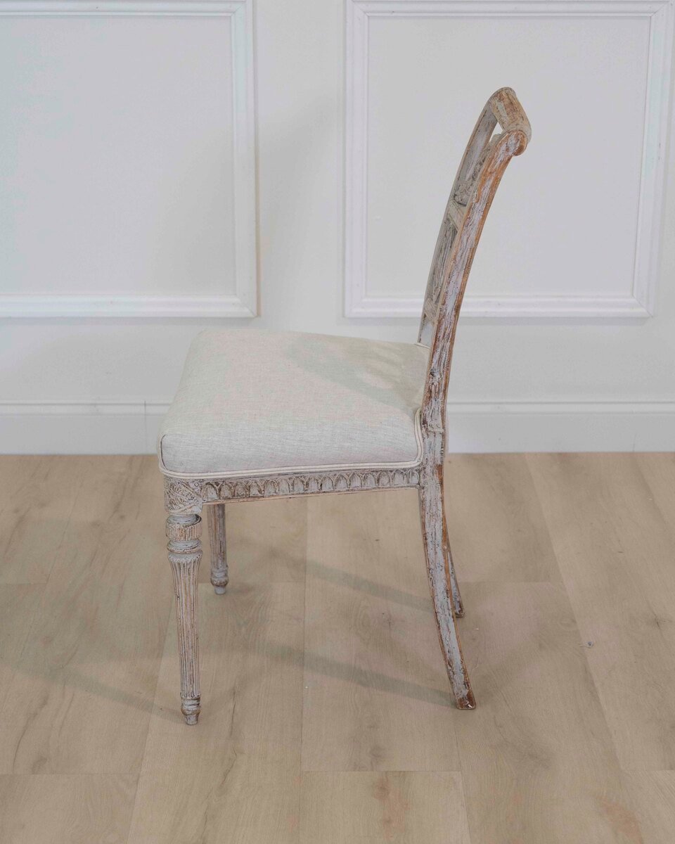 Matched Set of Eight Swedish 19th Century Gustavian Lindome Chairs - JAA