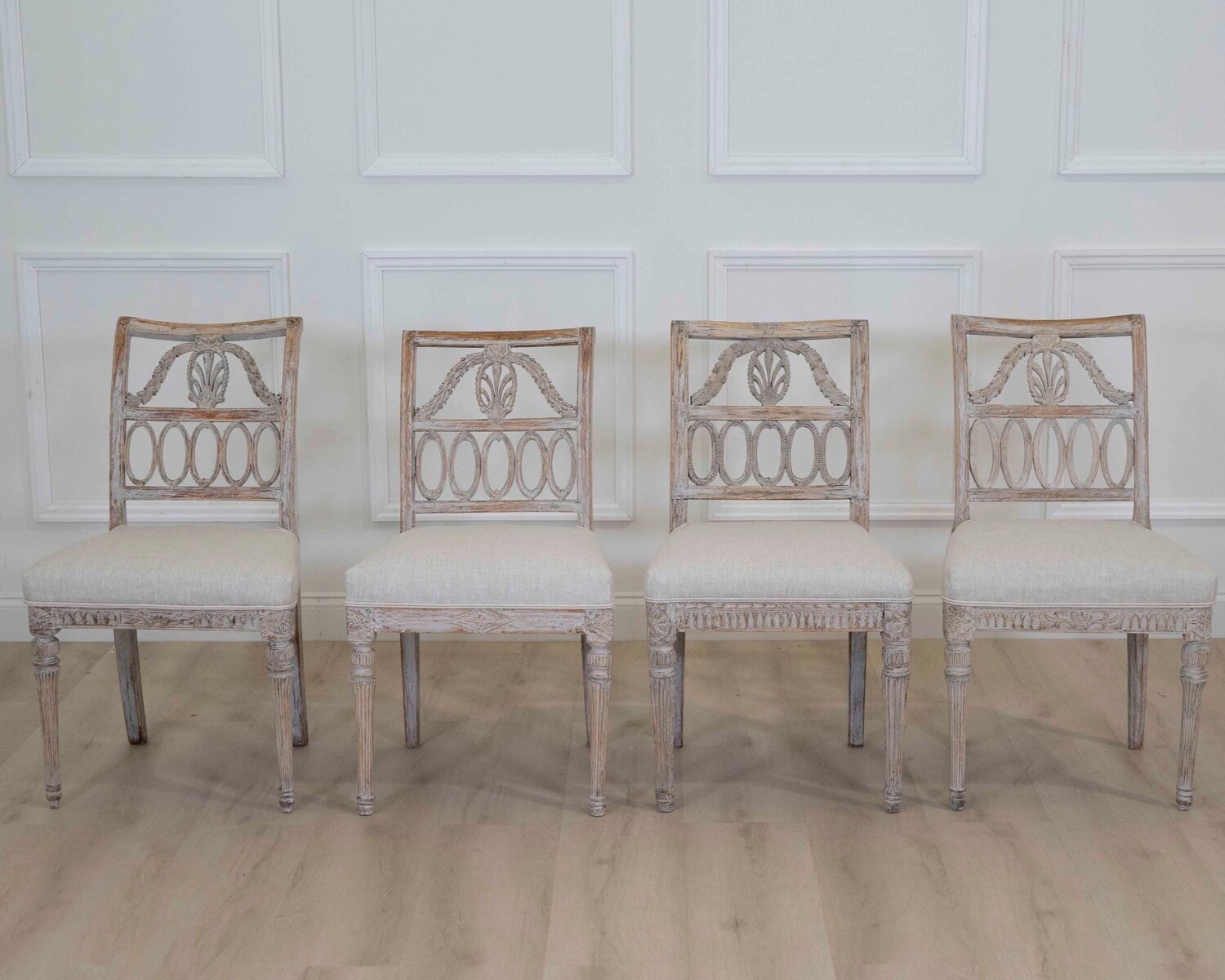 Matched Set of Eight Swedish 19th Century Gustavian Lindome Chairs - JAA