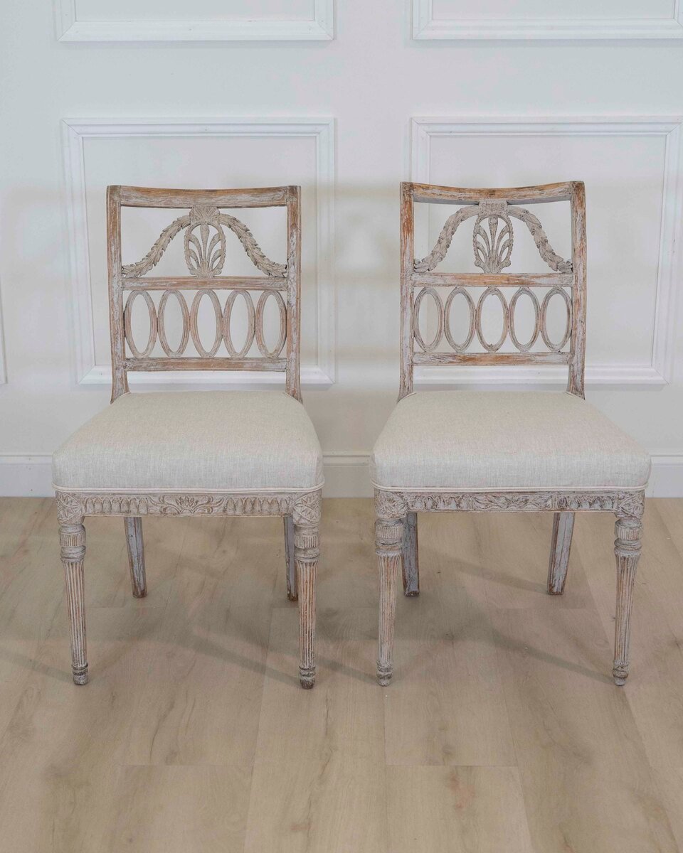Matched Set of Eight Swedish 19th Century Gustavian Lindome Chairs - JAA