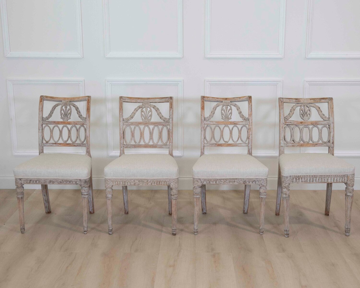 Matched Set of Eight Swedish 19th Century Gustavian Lindome Chairs - JAA