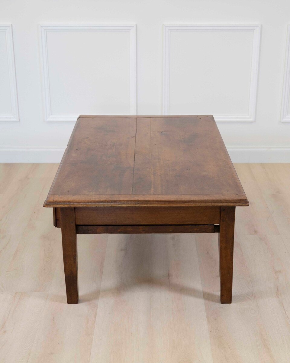 French 19th Century Walnut Coffee Table with Two Frieze Drawers - JAA
