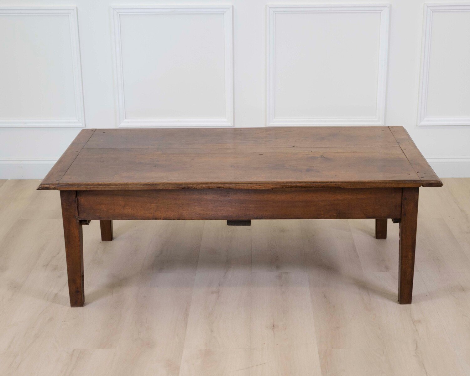 French 19th Century Walnut Coffee Table with Two Frieze Drawers - JAA