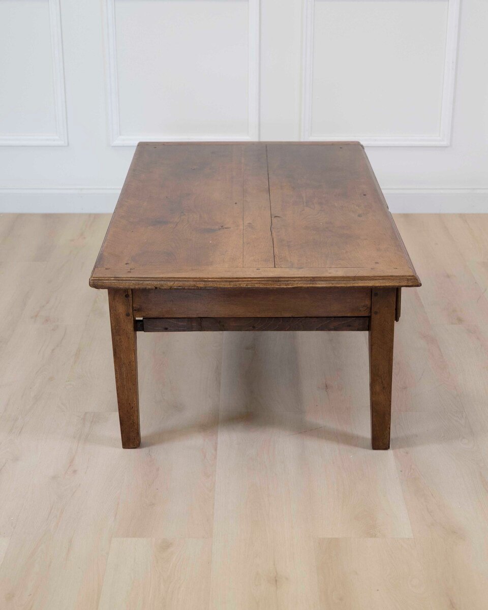 French 19th Century Walnut Coffee Table with Two Frieze Drawers - JAA