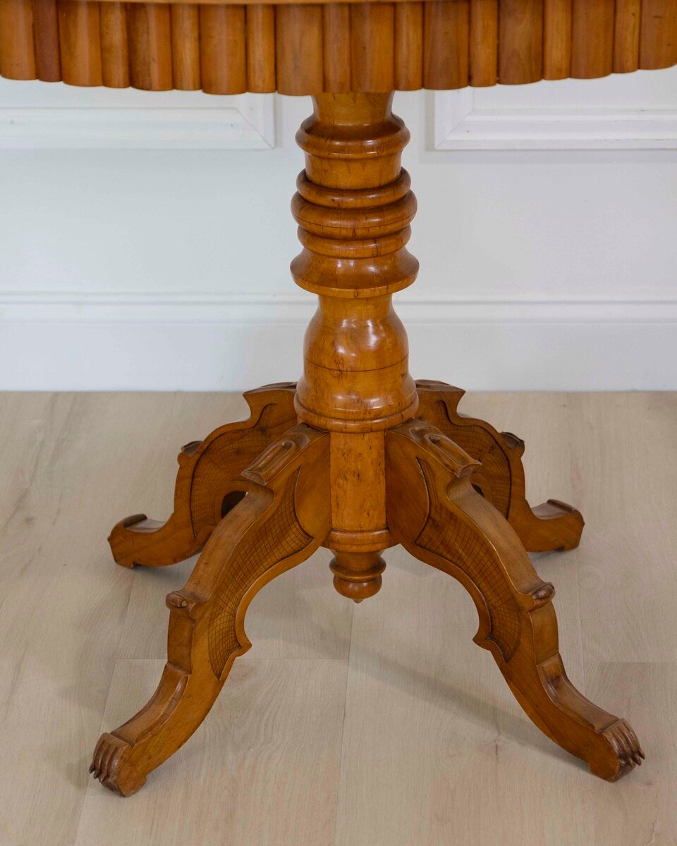 Scandinavian 19th Century Solid Birch Oval Side Table - JAA