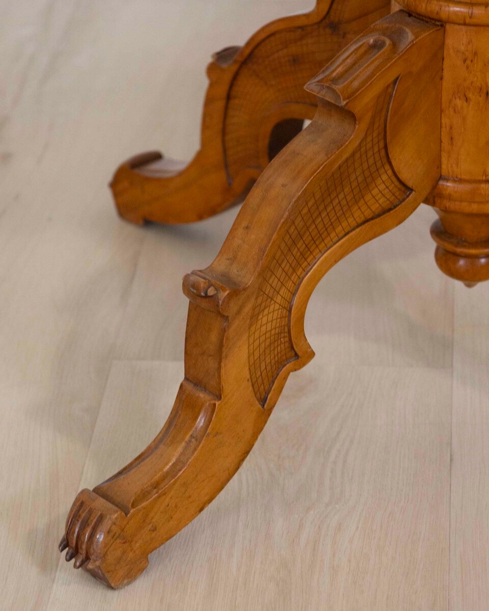 Scandinavian 19th Century Solid Birch Oval Side Table - JAA