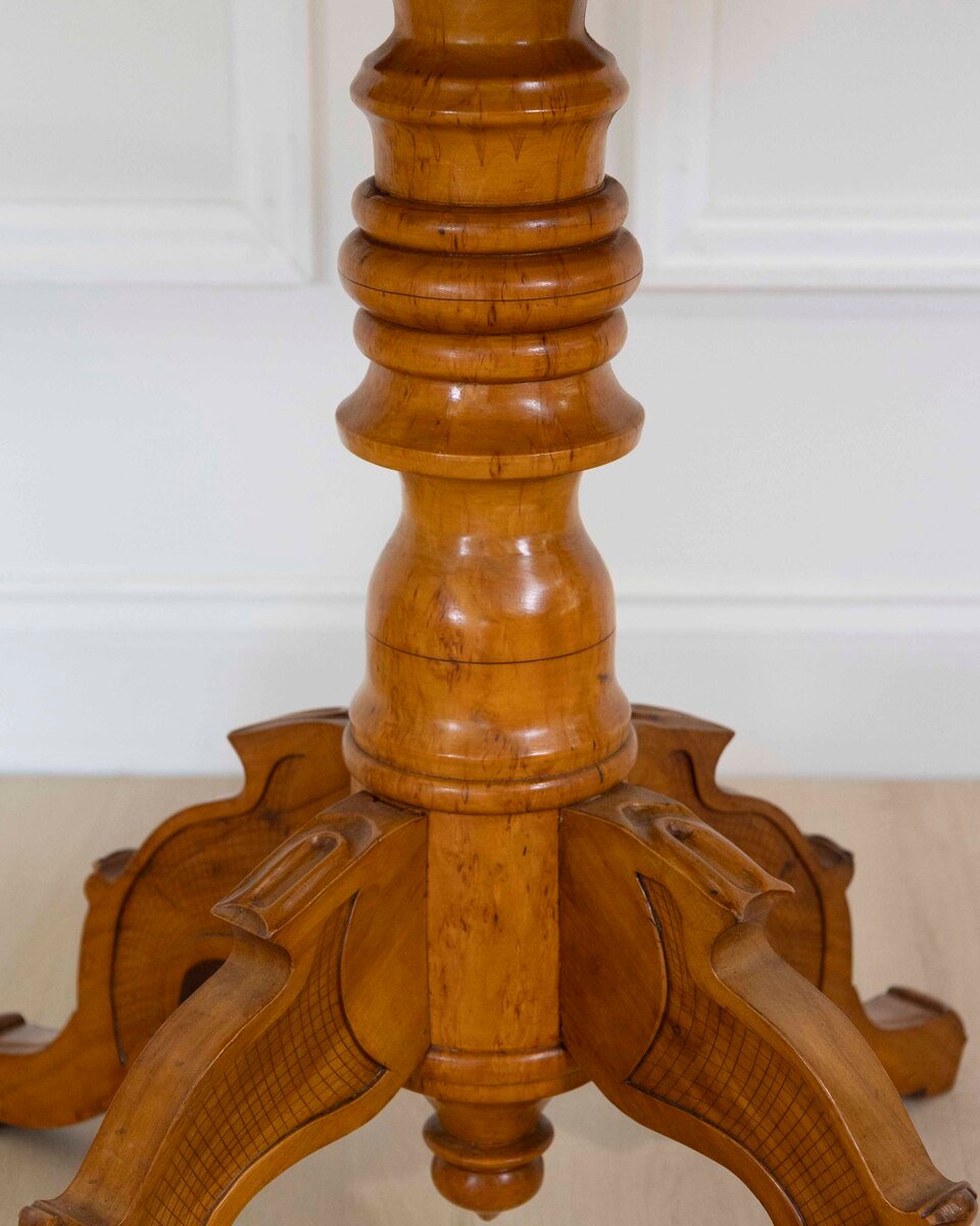 Scandinavian 19th Century Solid Birch Oval Side Table - JAA