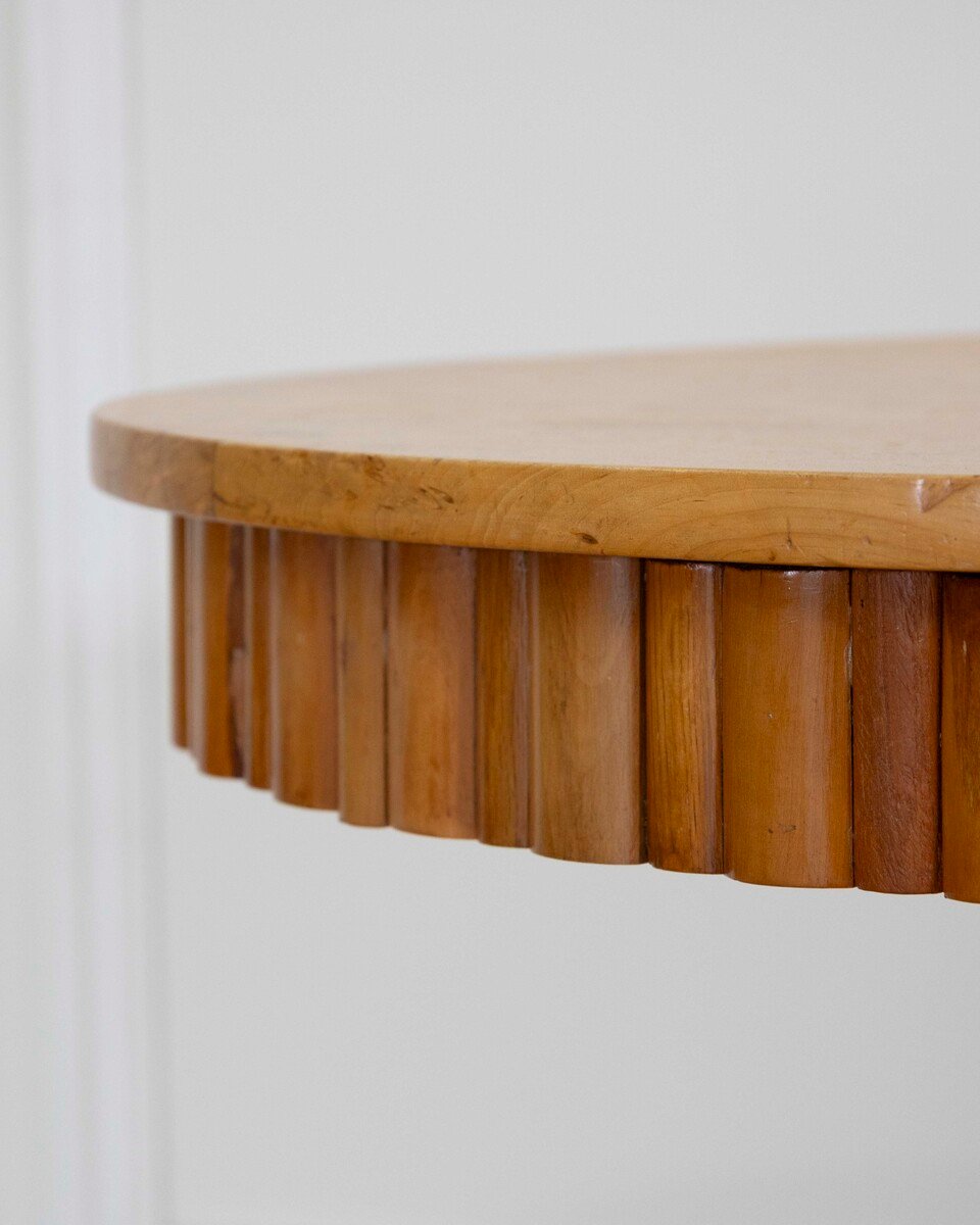 Scandinavian 19th Century Solid Birch Oval Side Table - JAA