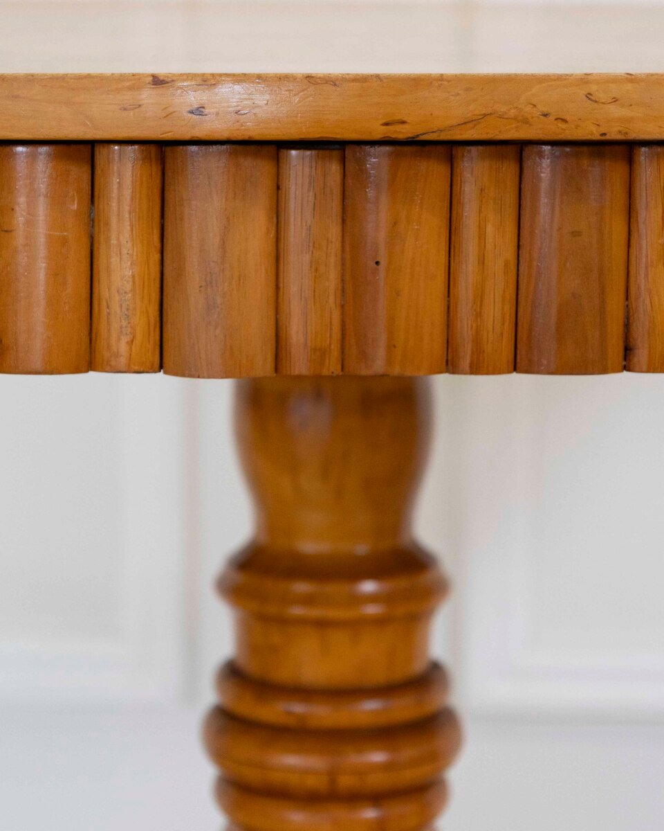 Scandinavian 19th Century Solid Birch Oval Side Table - JAA