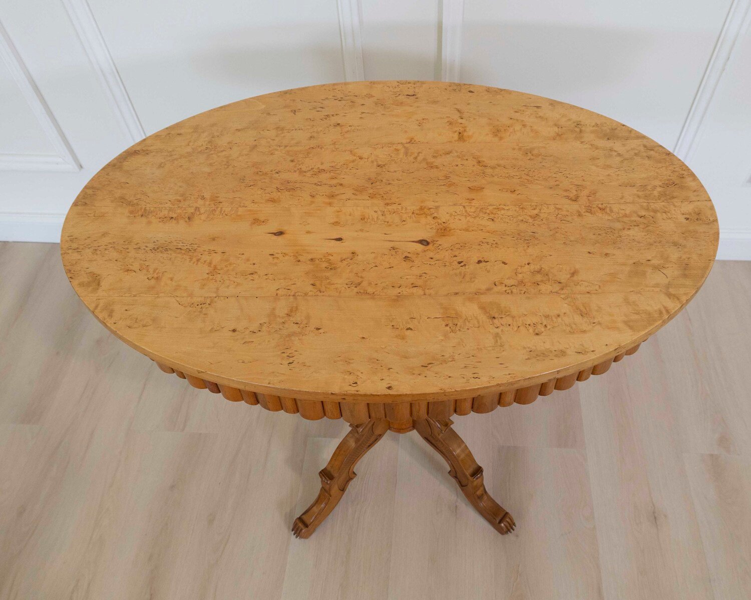 Scandinavian 19th Century Solid Birch Oval Side Table - JAA