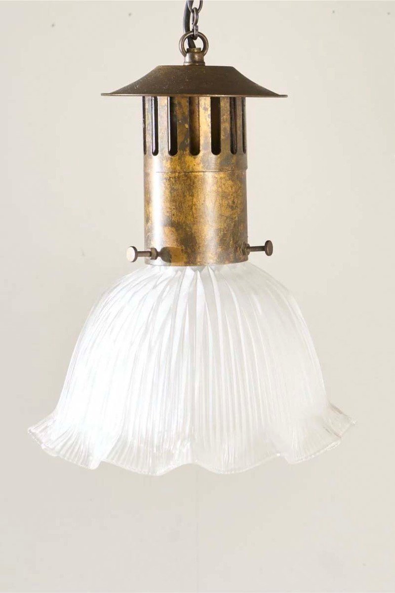 Trio of 20th Century Holophane Pendant Lights - JAA