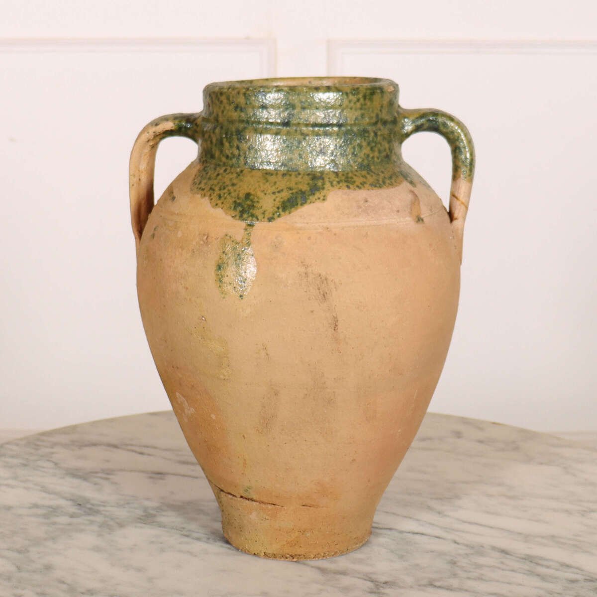 Early 20th C Turkish water pot with a green glaze. 1900. - JAA