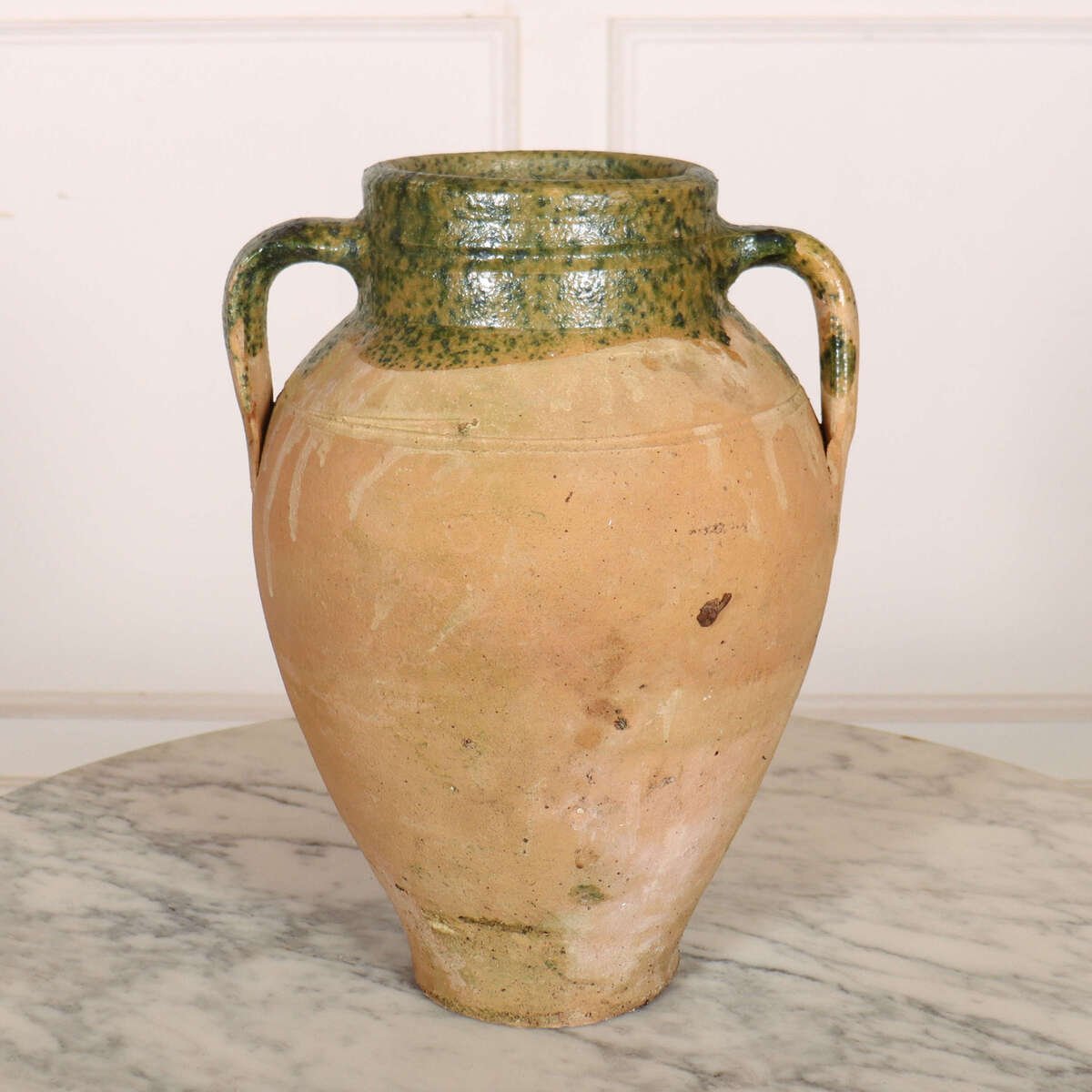 Early 20th C Turkish water pot with a green glaze. 1900. - JAA