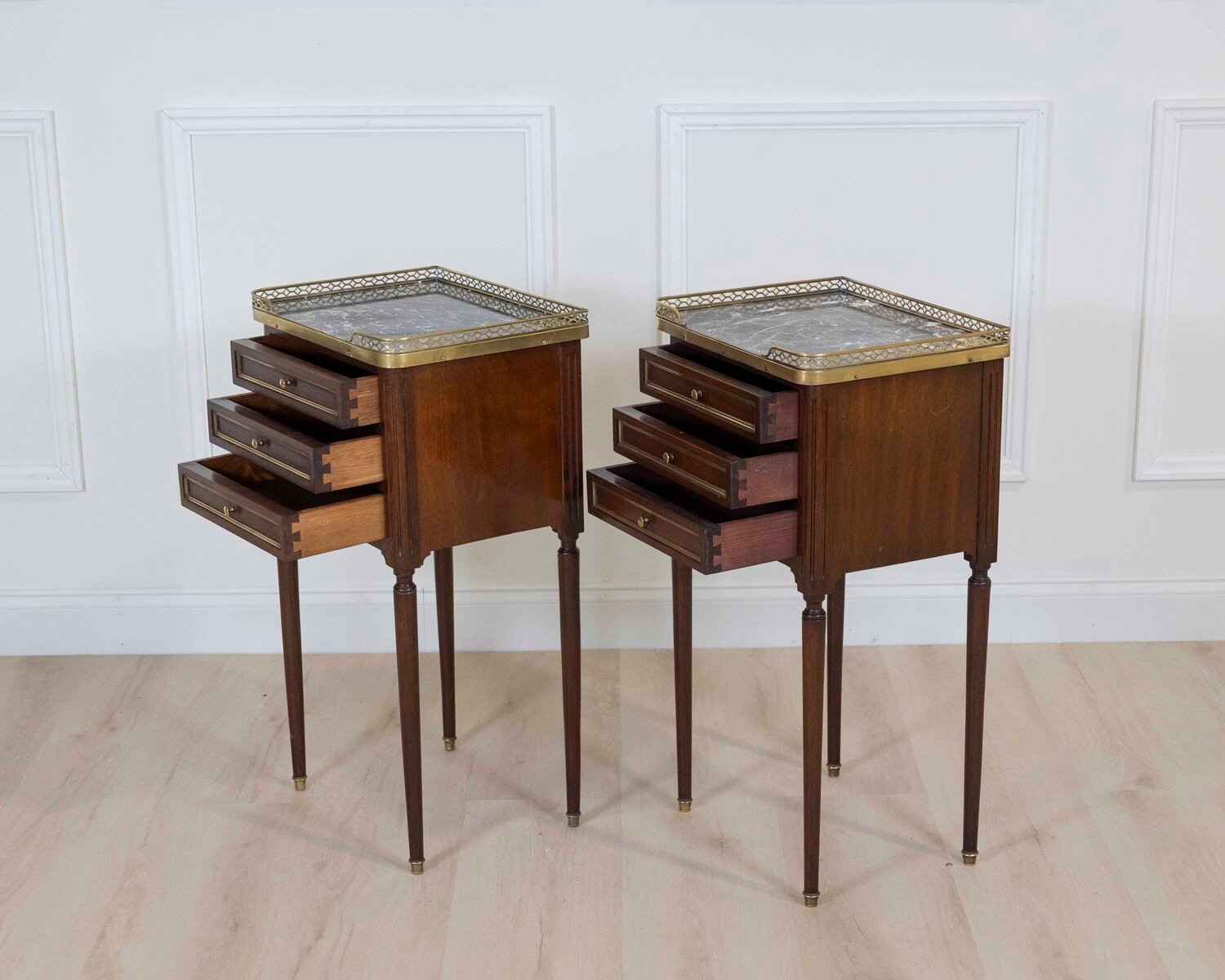 Pair of Louis XVI Style Bedside Tables - JAA