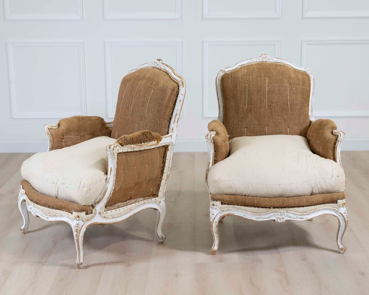 Pair of 20th Century French Chairs, Ready to Upholster - JAA