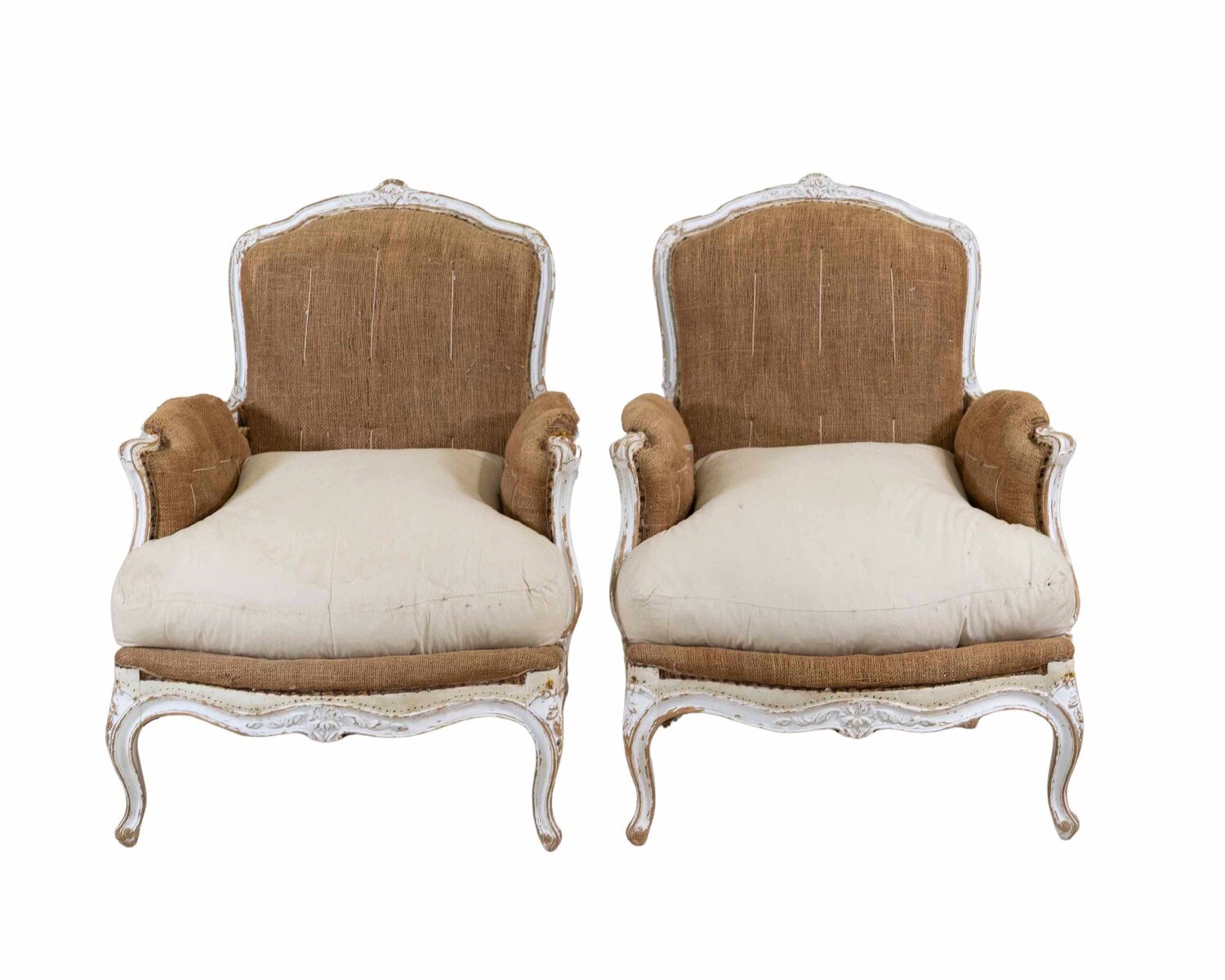 Pair of 20th Century French Chairs, Ready to Upholster