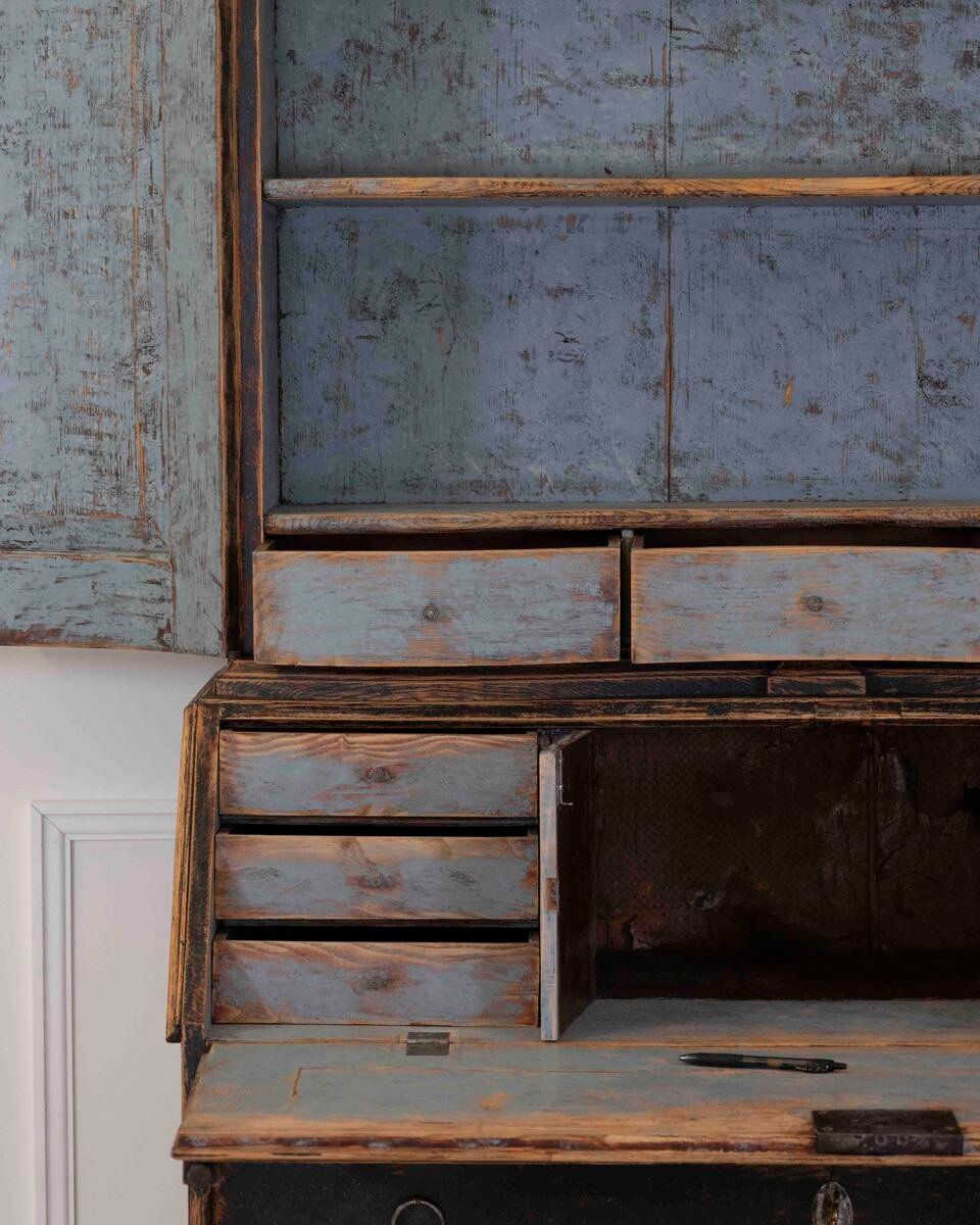 Danish 18th Century Bow-Fronted Rococo Secretary - JAA