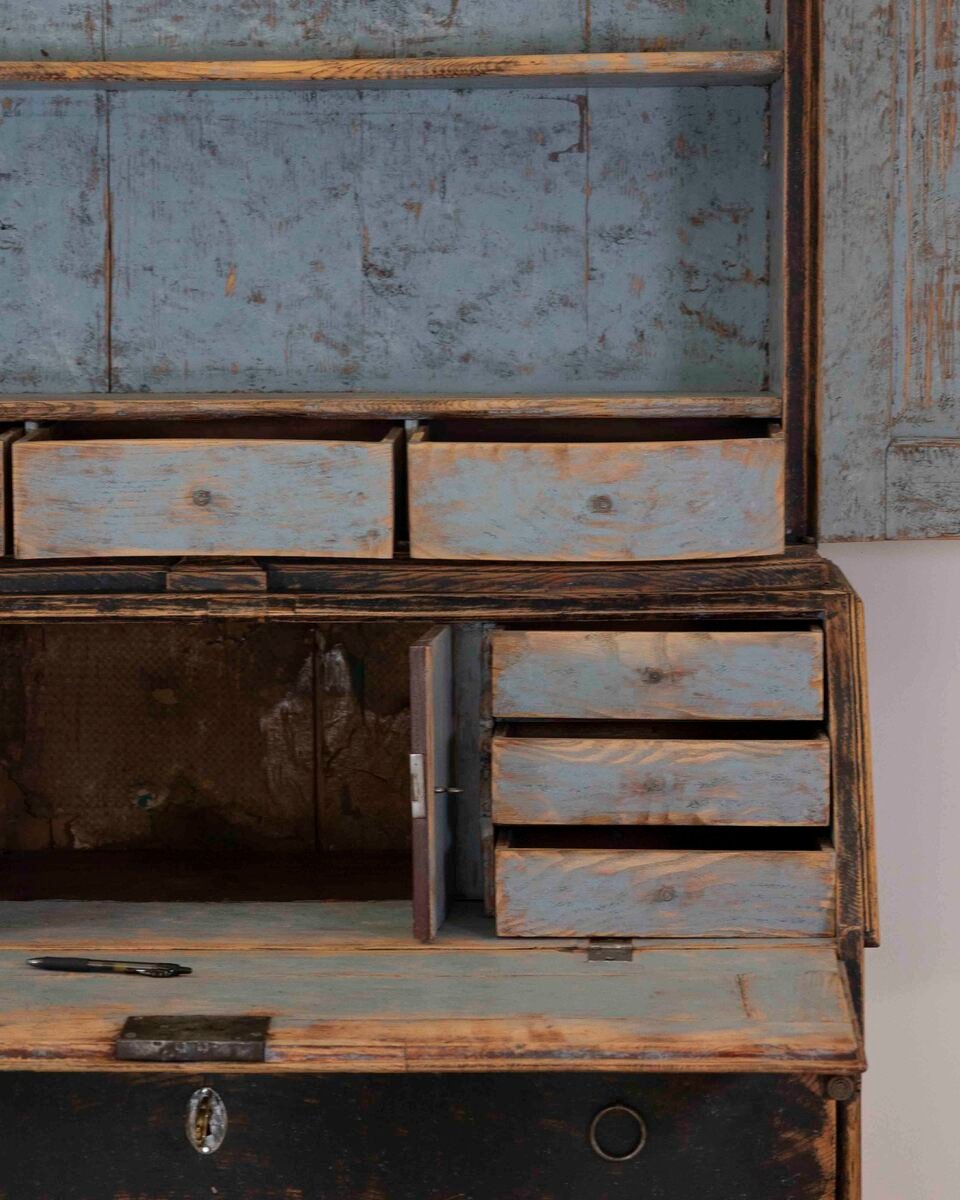 Danish 18th Century Bow-Fronted Rococo Secretary - JAA
